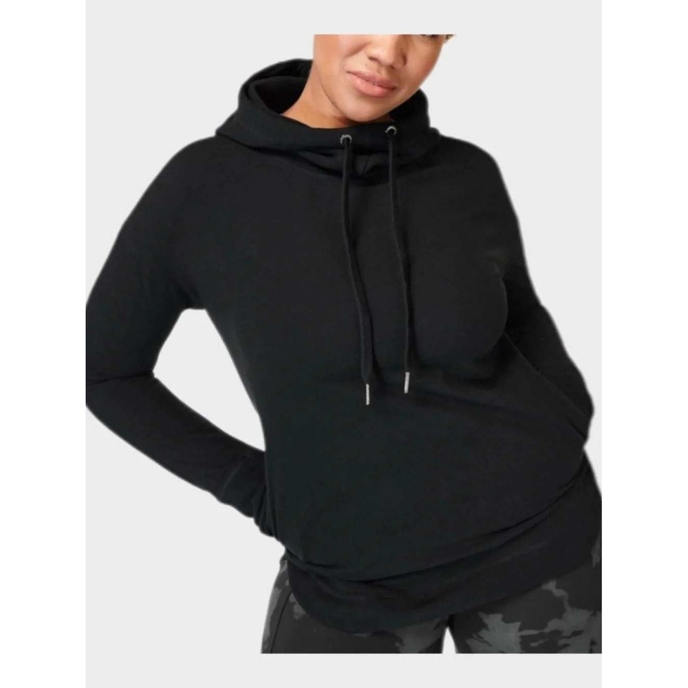 Sweaty Betty Escape Luxe Fleece Hoodie Women Size S Black Cowl Neck Athleisure